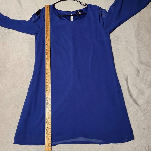 As U Wish Dress Sz Medium Cold Shoulder Blue Long Sleeve Dress Formal Homecoming - Picture 5 of 7